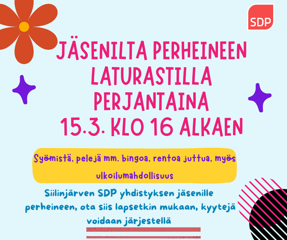 Jäsenilta perheineen 15.3. alkaen klo 16